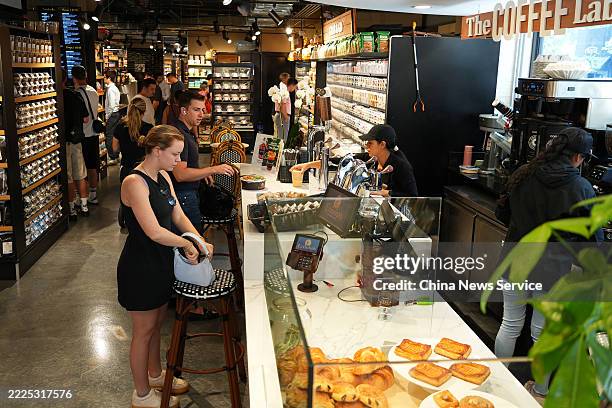 Customers shop at a supermarket in Manhattan on July 15, 2025 in New York City. U.S. Consumer price index rose 2.7% in June from 12 months earlier.