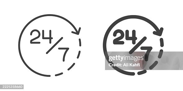 24 Hours thin line and glyph solid icon. Editable stroke and perfect pixel isolated on transparent background 24 Hours thin line and glyph solid icon. Editable stroke and perfect pixel isolated on transparent background