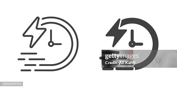 Fast Time thin line and glyph solid icon. Editable stroke and perfect pixel isolated on transparent background Fast Time thin line and glyph solid icon. Editable stroke and perfect pixel isolated on transparent background