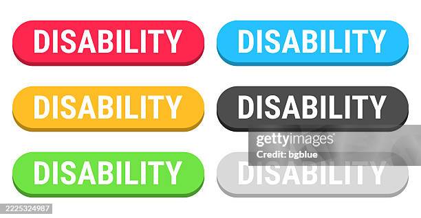 Disability Colorful 3d Click Web Buttons On Blank Background High-Res ...