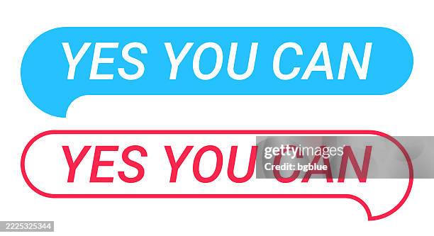 yes you can - blue and red speech bubble on white background - possible stock illustrations