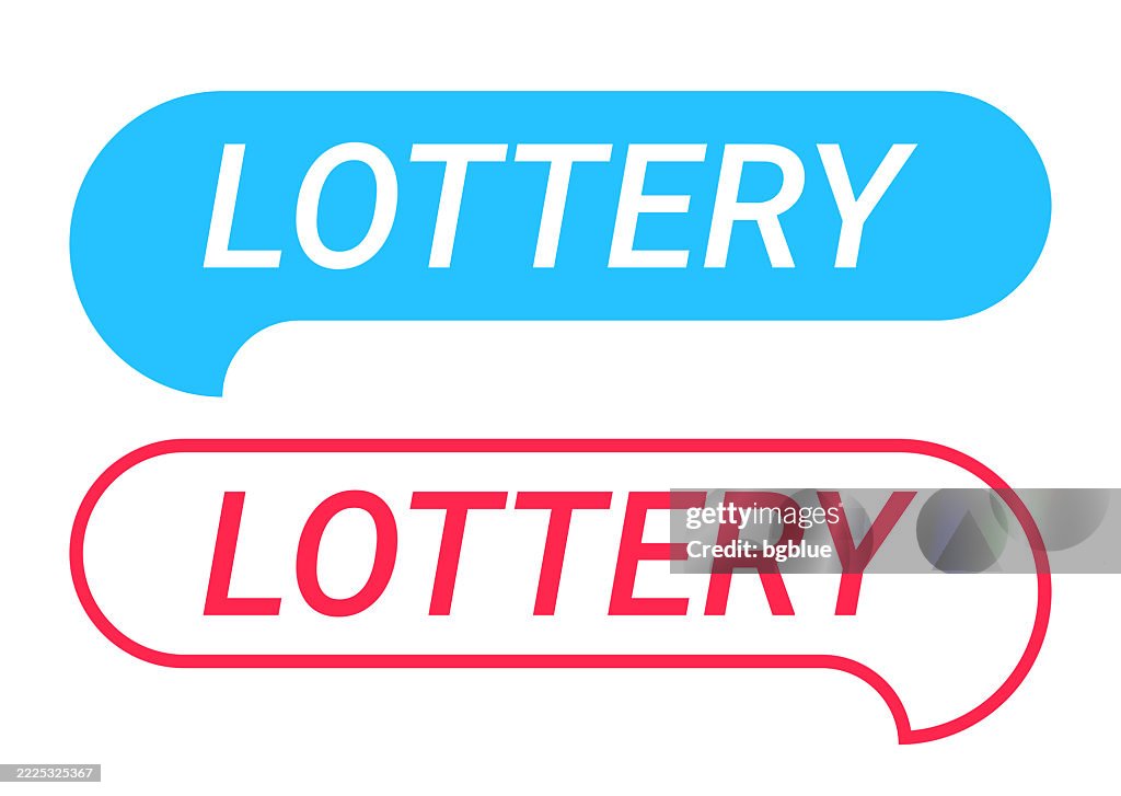 Lottery - Blue and Red speech bubble on white background