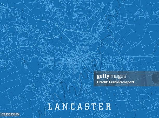 illustrations, cliparts, dessins animés et icônes de lancaster pa ville vecteur carte routière bleu horizontal - lancaster-pennsylvania