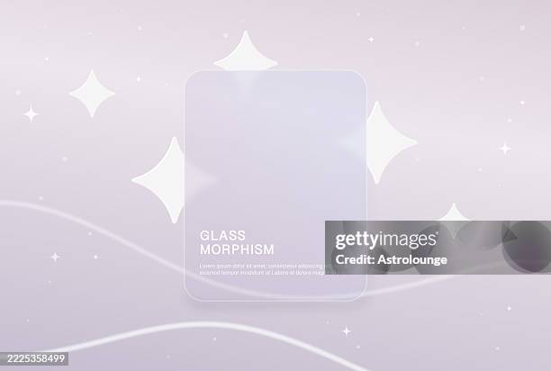 elegant glassmorphism vector background with frosted glass frame - shiny ball with shadow stock illustrations