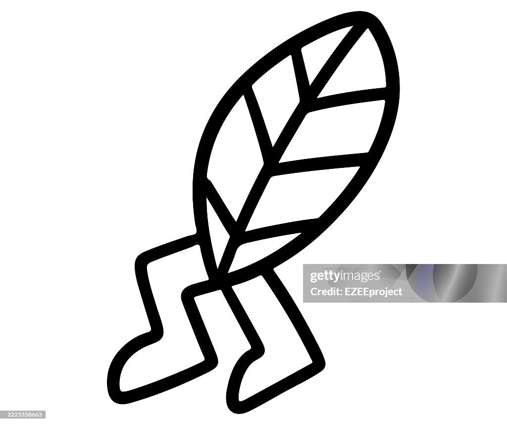 Walking leaf character cartoon illustration. Leaf character concept funny drawing. Doodle art leaf character illustration