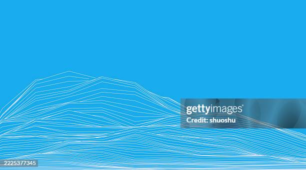 blue 3d virtual geography wireframe pattern background - wireframe landscape stock illustrations