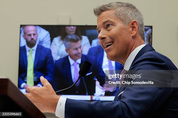 Secretary of Transportation Sean Duffy testifies before the House Transportation and Infrastructure Committee in the Rayburn House Office Building on...