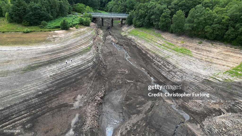 Errwood Reservoir Shows Dramatically Low Water Levels