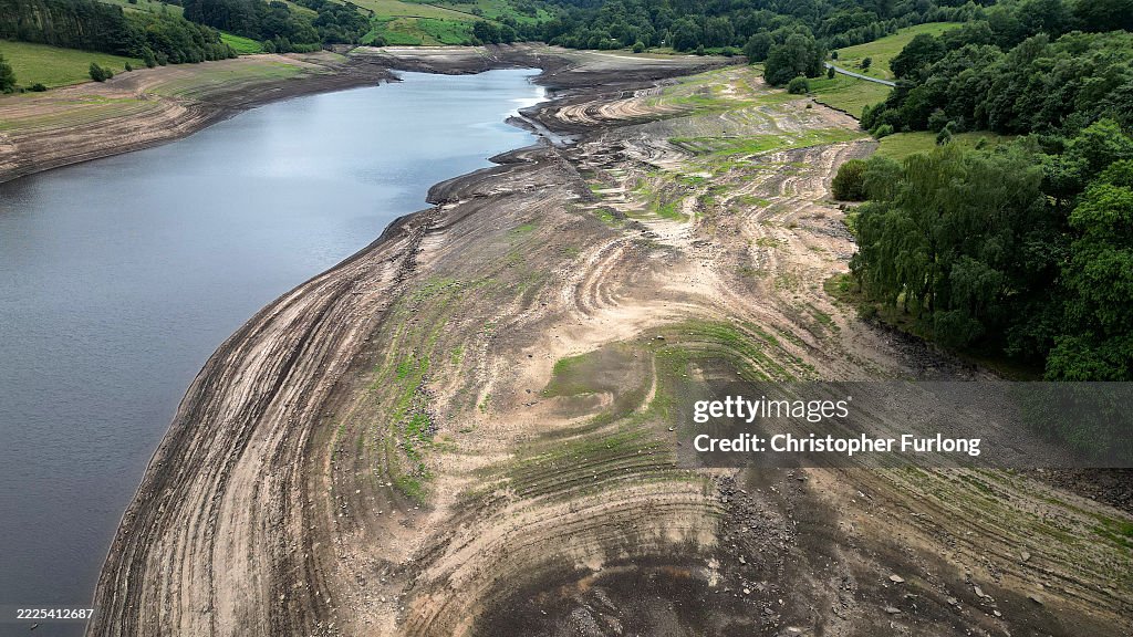 Errwood Reservoir Shows Dramatically Low Water Levels