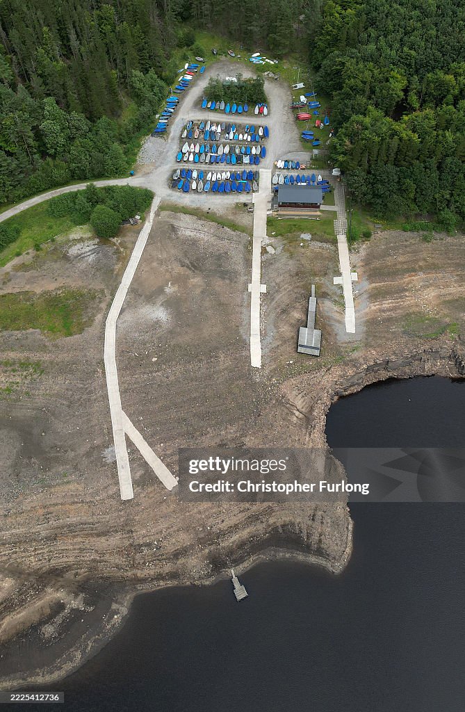 Errwood Reservoir Shows Dramatically Low Water Levels