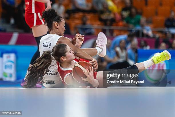 Ema Blahova of Czech tries to keep the ball during the FIBA U19 Women's Basketball World Cup 2025 Round of 16 game between France and Czechia at...