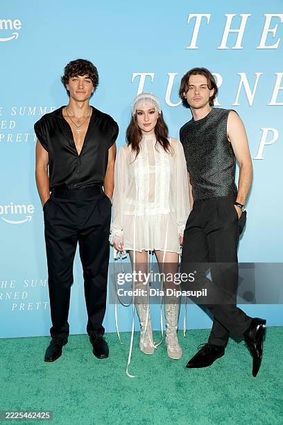 Gavin Casalegno, Lola Tung and Christopher Briney attend "The Summer I Turned Pretty" Season 3 New York Launch Event at Refinery Rooftop on July 16,...