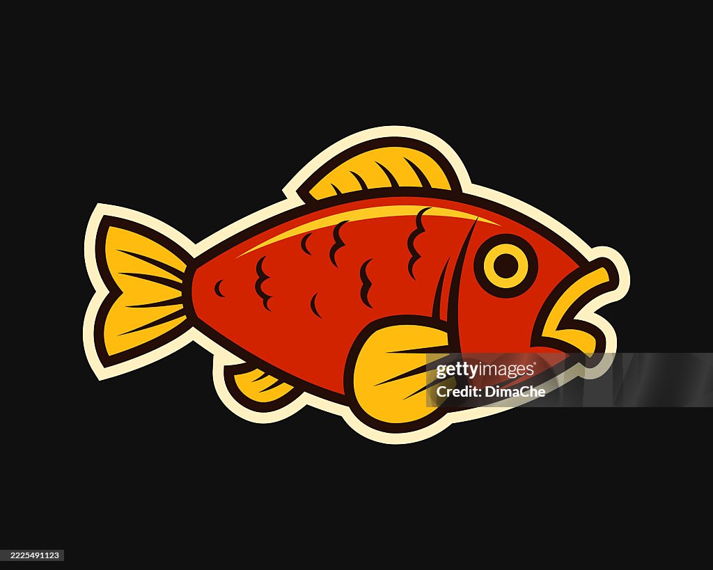 Fish, Cute Cartoon Fish - vector fish icon, logo, sticker