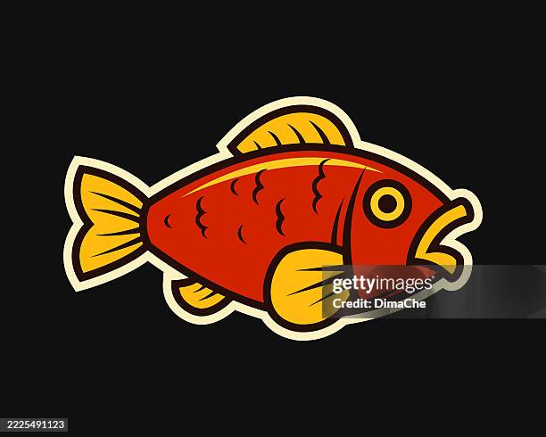 fish, cute cartoon fish - vector fish icon, logo, sticker - sea creature tattoos stock illustrations