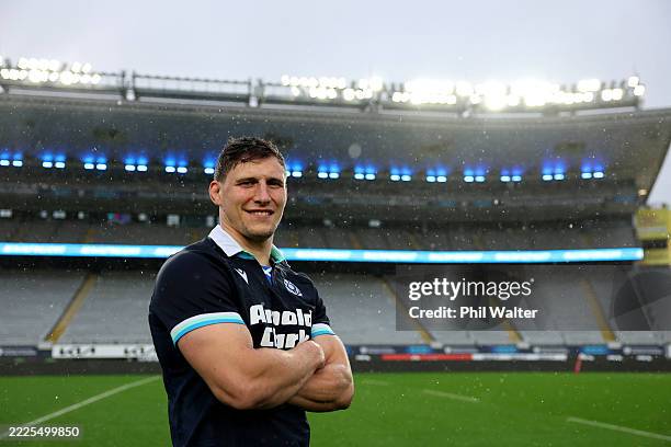 Rory Darge of Scotland poses for a portrait during the Scotland captain's run at Eden Park on July 17, 2025 in Auckland, New Zealand.