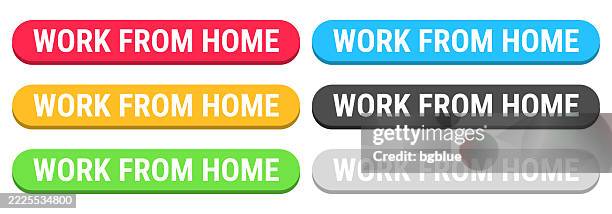 work from home - colorful 3d click web buttons on blank background - exercising at home computer stock illustrations