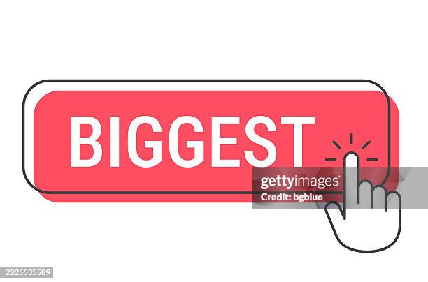 biggest - click button with hand cursor on white background - wow computer stock illustrations