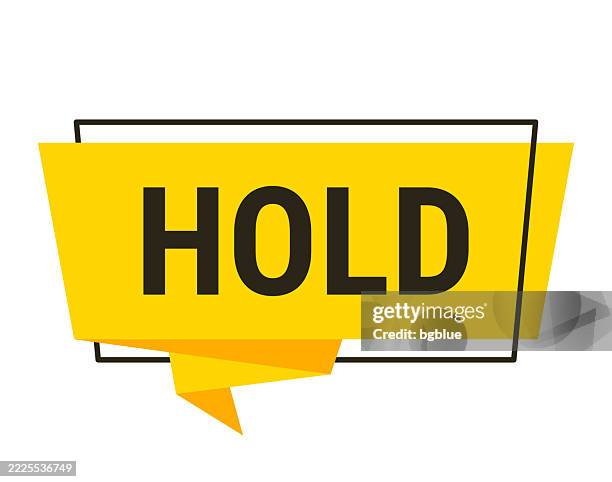 hold - yellow speech bubble on white background - holding chat bubble stock illustrations
