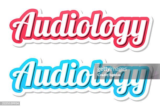 audiology - 3d text in red and blue on white background - audiologist stock illustrations