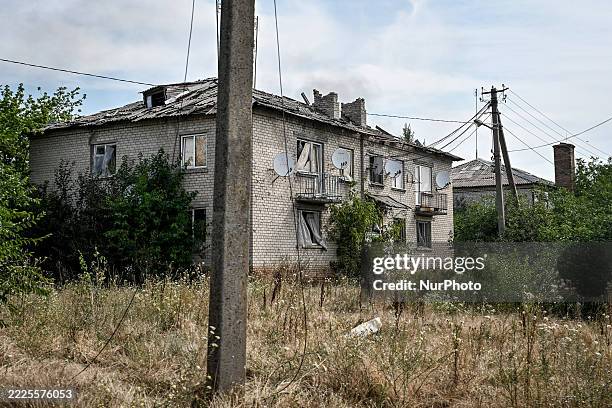 House is damaged by Russian shelling in Stepnohirsk, which is close to the front line, in the Zaporizhzhia region, Ukraine, on July 18, 2025. NO USE...