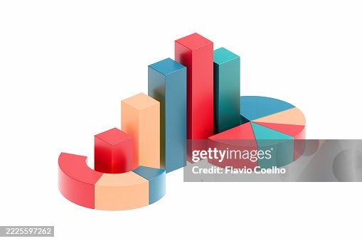 3D charts symbolizing growth and data visualization 3D charts symbolizing growth and data visualization