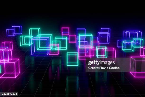 floating data structures in a digital network space - modular stock pictures, royalty-free photos & images