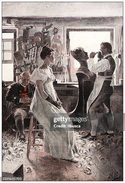 sculptor studio - artist studio stock illustrations