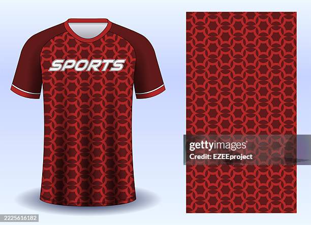 sports jersey design template with abstract pattern. modern geometric pattern sportswear apparel. customizable sublimation t-shirt design. dynamic athletic wear with abstract graphics - blue polo stock illustrations