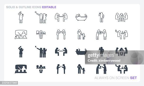 always on screen - reading text message stock illustrations