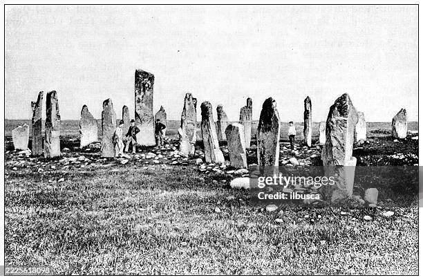 hebrid isles, callernish, stornoway - stornoway hebrides stock illustrations
