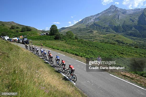 General view of Simon Yates of Great Britain, Sepp Kuss of The United States, Jonas Vingegaard of Denmark and Team Visma | Lease a Bike, Adam Yates...