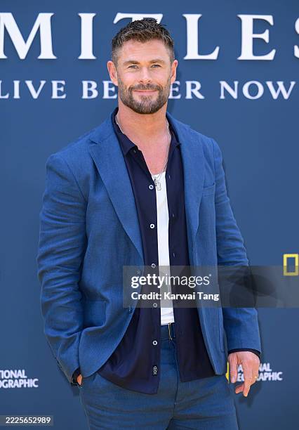 Chris Hemsworth attends the "Limitless: Live Better Now" UK Premiere at Odeon Luxe Leicester Square on July 17, 2025 in London, England.