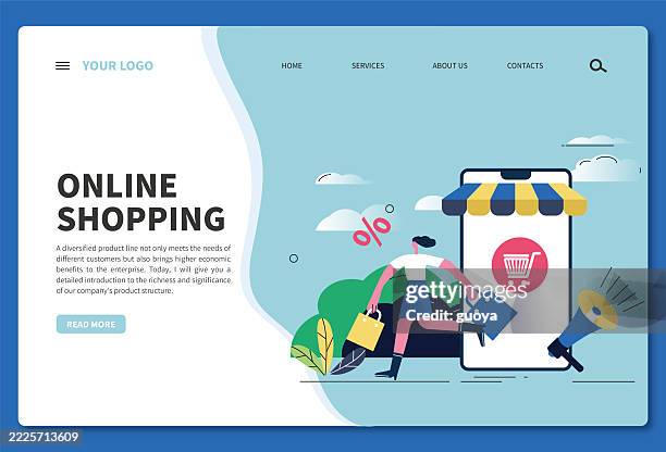 mobiles online-shopping, e-commerce, online-promotionen. banner - logo, webbanner, vorlage, webseite, - bekleidungsgeschäft stock-grafiken, -clipart, -cartoons und -symbole