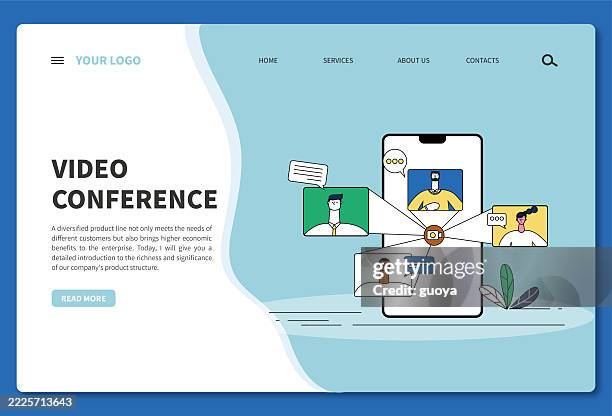 mobile video conference concept illustration. banner - logo, web banner, template, web page, - remote teaching stock illustrations
