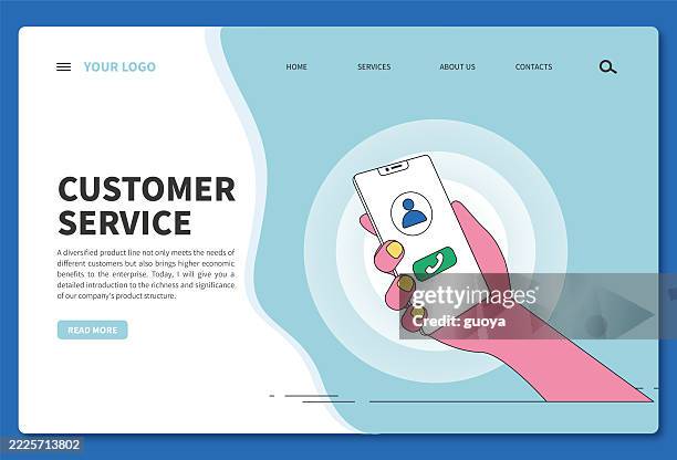 make a call. banner - logo, web banner, template, web page, - iphone hand screen stock illustrations