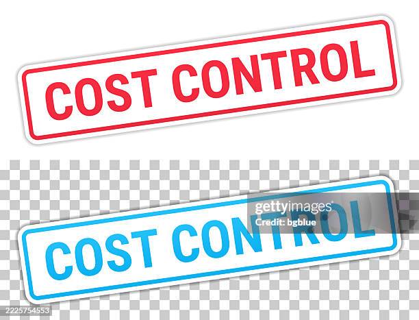 cost control - red and blue labels on blank background - cost control stock illustrations