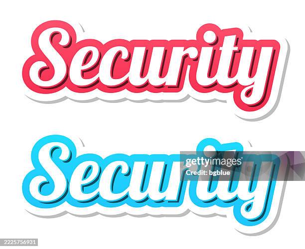 security - 3d text in red and blue on white background - security guard white background stock illustrations