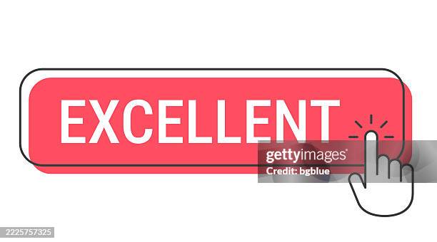 excellent - click button with hand cursor on white background - pointer finger on white stock illustrations