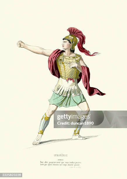 ancient greek hero, achille, from play iphigénie by jean racine - achilles stock illustrations