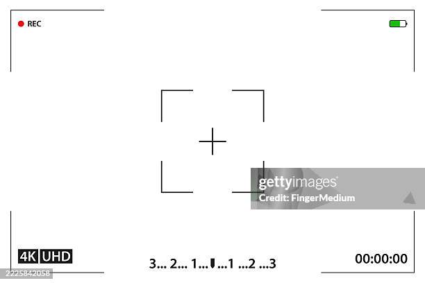 illustrazioni stock, clip art, cartoni animati e icone di tendenza di schermo vettoriale del mirino del fotogramma della fotocamera - mirino digitale