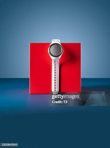 Detail of a Garmin Approach S70 golf smartwatch with GPS tracking and swing analysis data.