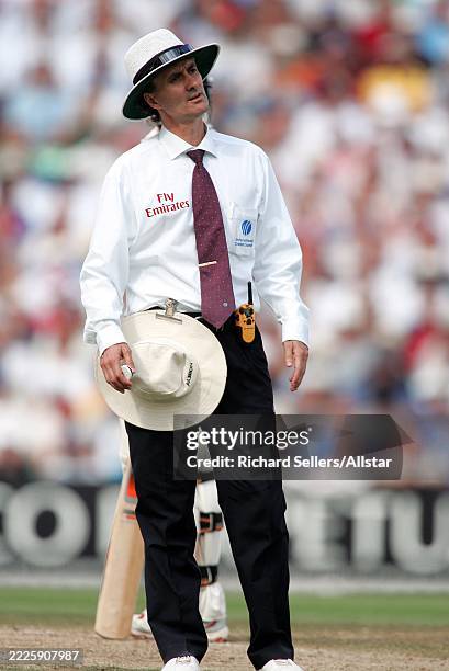September 12: Billy Bowden Cricket Umpire stood during the Npower Ashes 5th Test Day 5 match between England and Australia at The Brit Oval on...