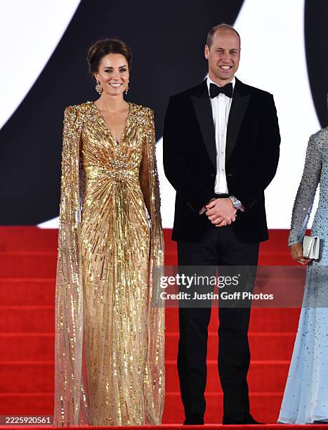 September 2021...No Time To Die World Film Premiere held at the Royal Albert Hall, London...Here, Prince William, Duke of Cambridge, Catherine,...