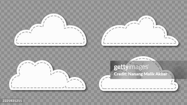 clouds paper torn or sticker set with transparent background - speech language pathologist stock illustrations