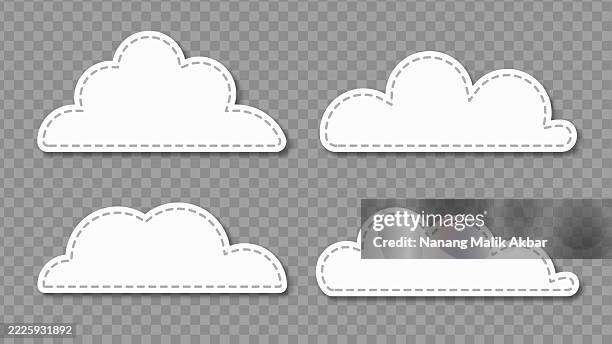 clouds paper torn or sticker set with transparent background - speech language pathologist stock illustrations