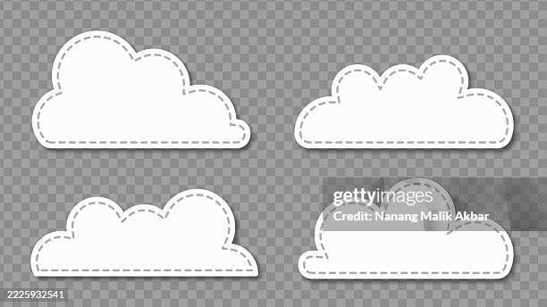 clouds paper torn or sticker set with transparent background - speech language pathologist stock illustrations