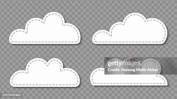 clouds paper torn or sticker set with transparent background - speech language pathologist stock illustrations