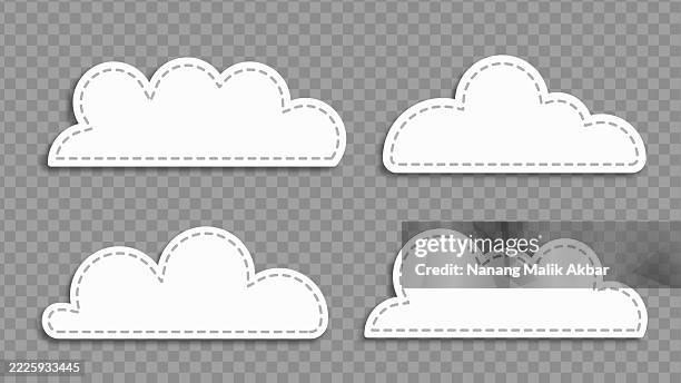 clouds paper torn or sticker set with transparent background - speech language pathologist stock illustrations