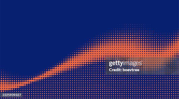 abstract orange color half tone polka dots on blue background - brown gradient stock illustrations