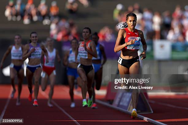Audrey Werro of Team Switzerland competes in the Women's 800m Final during the European Athletics U23 Championships 2025 on Day Three at Fana Stadion...